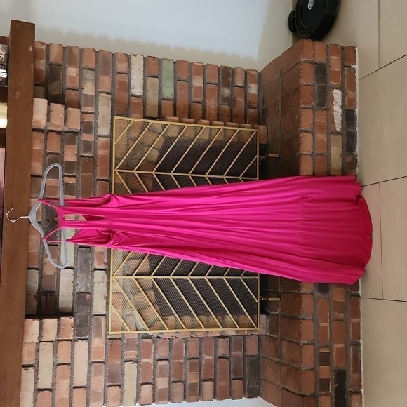 TABITHA Webb Womens Maxi Dress. Size Small Hot Pink High Low Spaghetti Strap - Picture 7 of 12